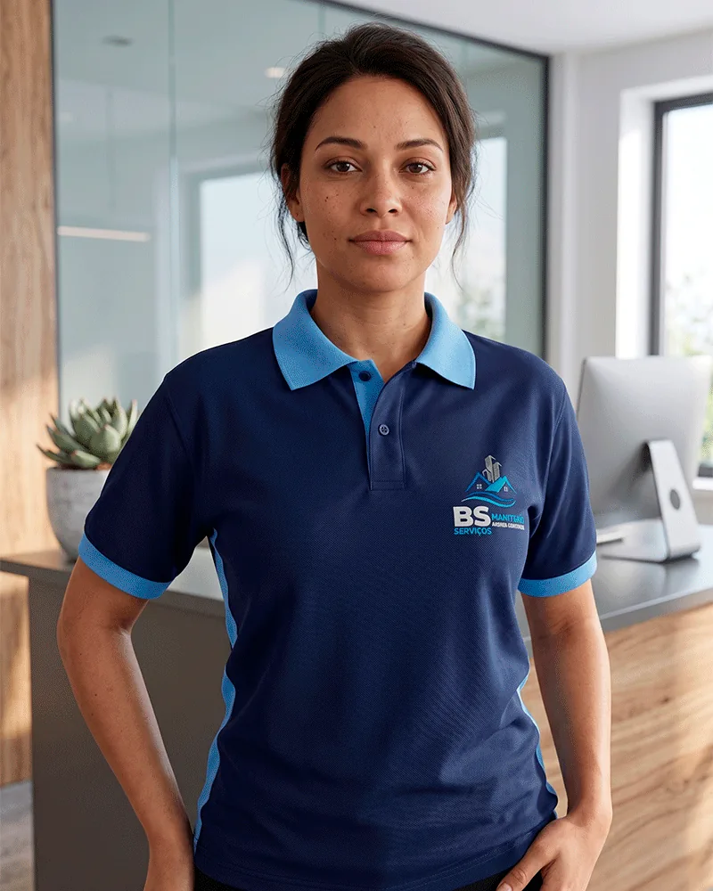Camisa polo para equipe de atendimento, uniforme empresarial feito em Recife